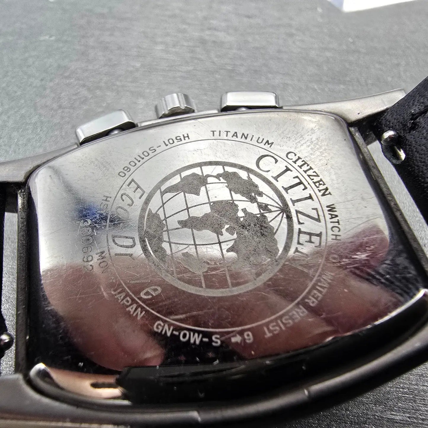 Citizen Eco-Drive Chronograph Watch Men 32mm Black Dial Titanium Date Runs9