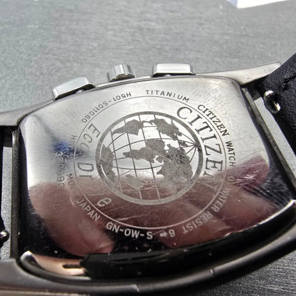Citizen Eco-Drive Chronograph Watch Men 32mm Black Dial Titanium Date Runs9