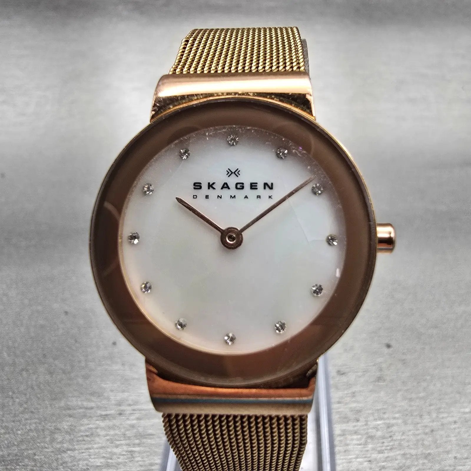 Skagen Freja Watch Women 26mm MOP Dial Rose Gold Round 358SRRD New Battery0