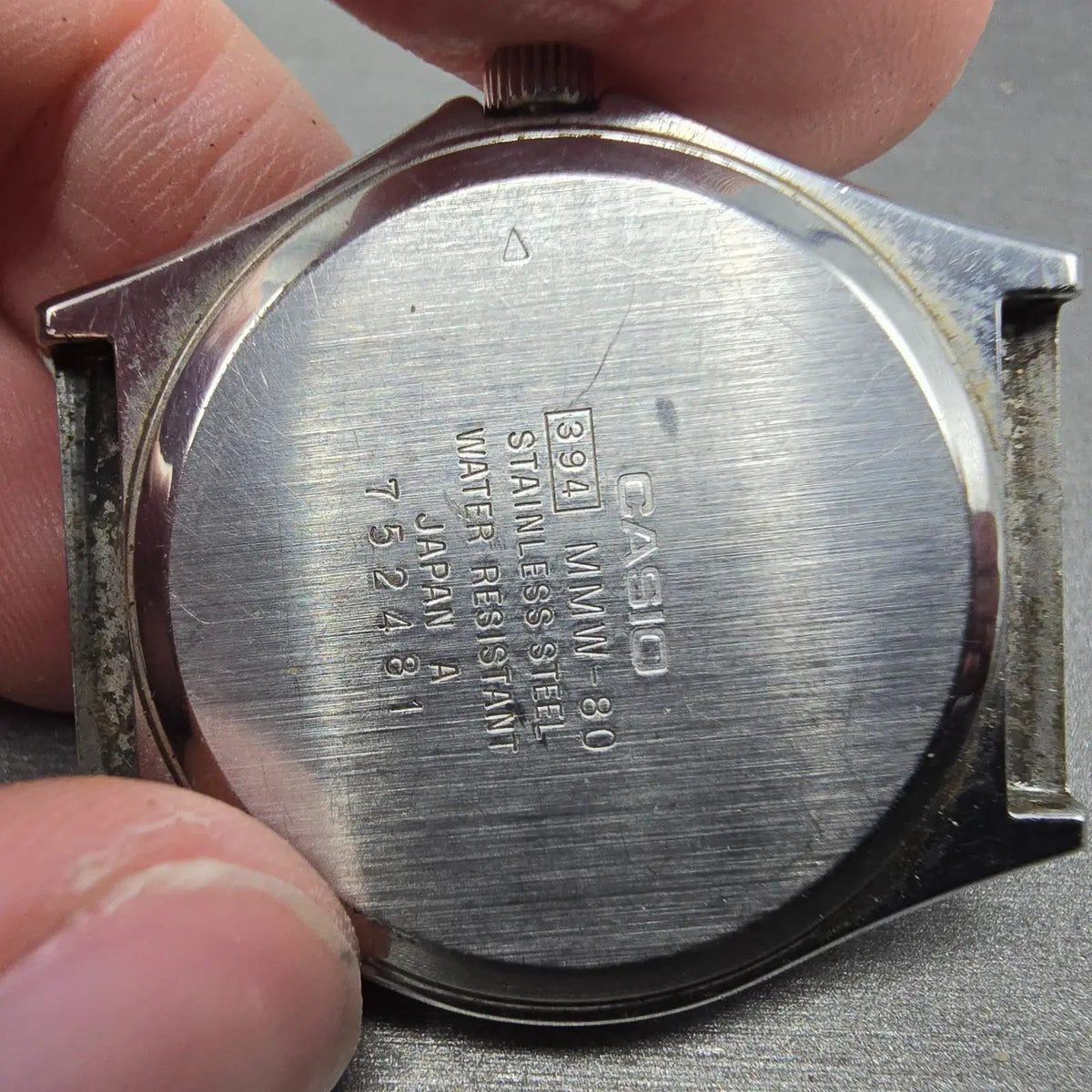 Casio MMW-80 Watch Men 34mm Silver Dial Silver Daydate Round VTG 394 PARTS7