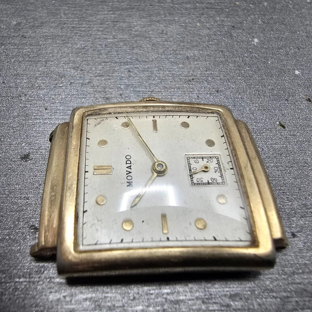 Movado Tank Watch Men 25mm White Dial 14K Gold Filled Manual Wind Cal 470 Runs3