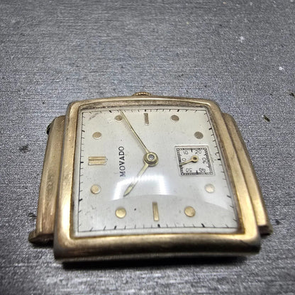 Movado Tank Watch Men 25mm White Dial 14K Gold Filled Manual Wind Cal 470 Runs3