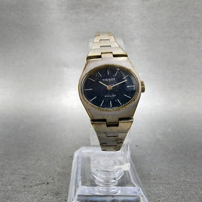 Tissot Stylist Watch Women 21mm Blue Dial Silver Tone Manual Wind PARTS6
