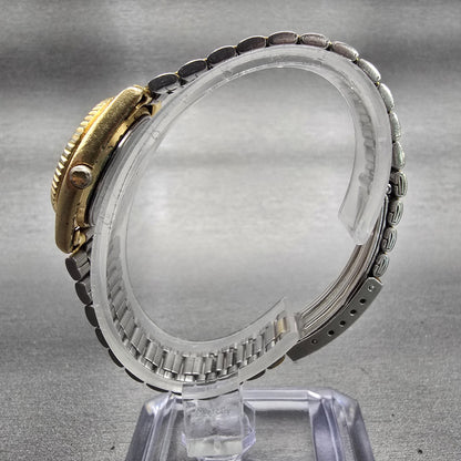 Seiko SQ Watch Women 24mm Gold Dial Gold Tone Daydate Round 2A20-0030 New Batt6