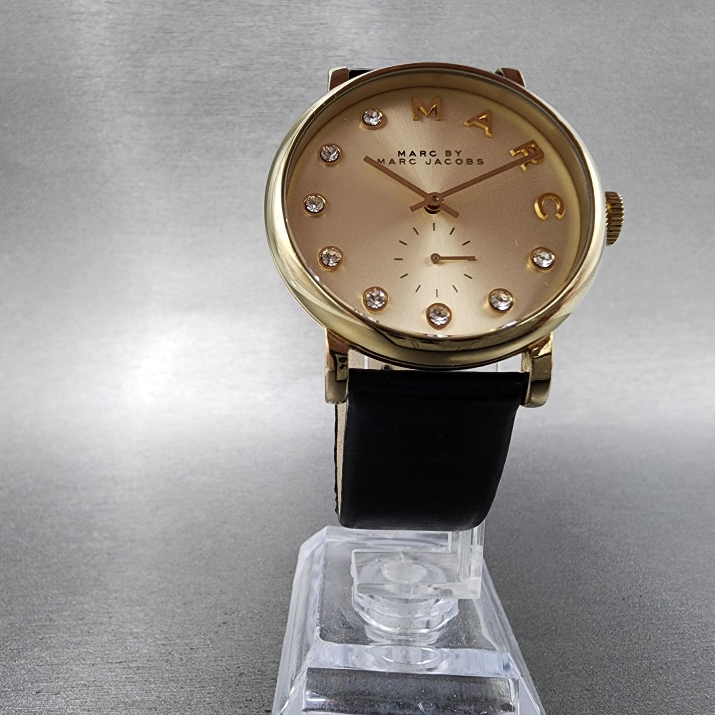 Marc By Marc Jacobs Baker Watch Women 36mm Gold Dial Gold Tone Round New Battery6