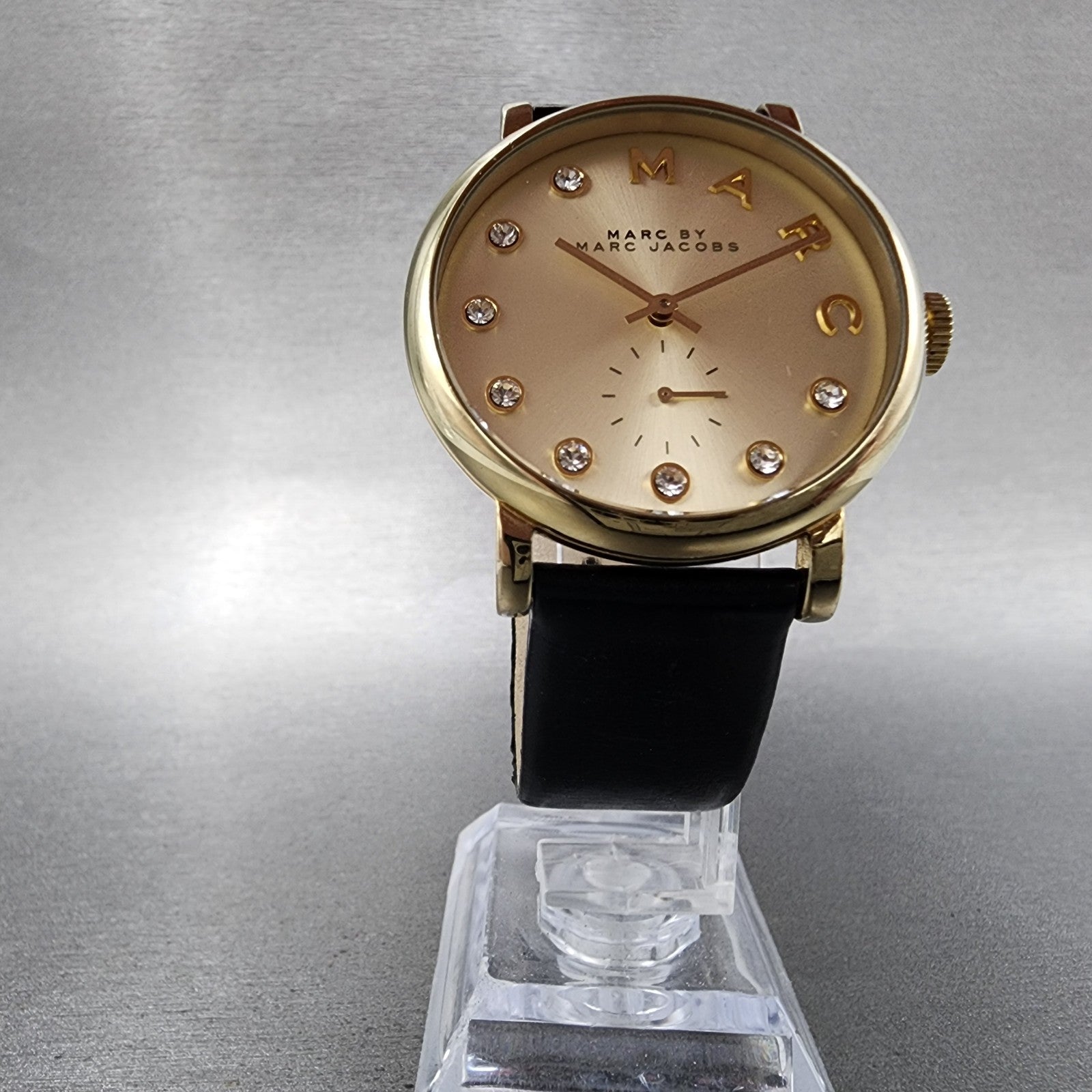 Marc By Marc Jacobs Baker Watch Women 36mm Gold Dial Gold Tone Round New Battery6