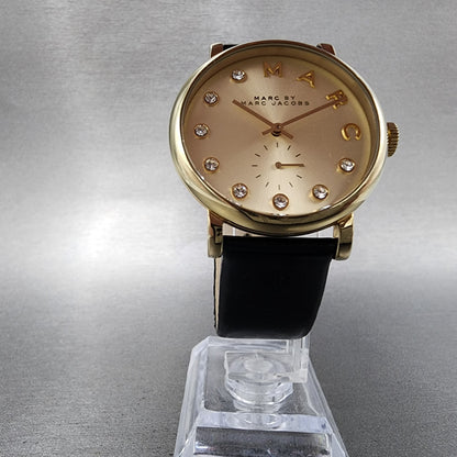 Marc By Marc Jacobs Baker Watch Women 36mm Gold Dial Gold Tone Round New Battery6
