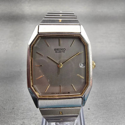 Seiko Watch Men 26mm Silver Dial Silver Tone Date Rectangle 6532-5320 New Batt0