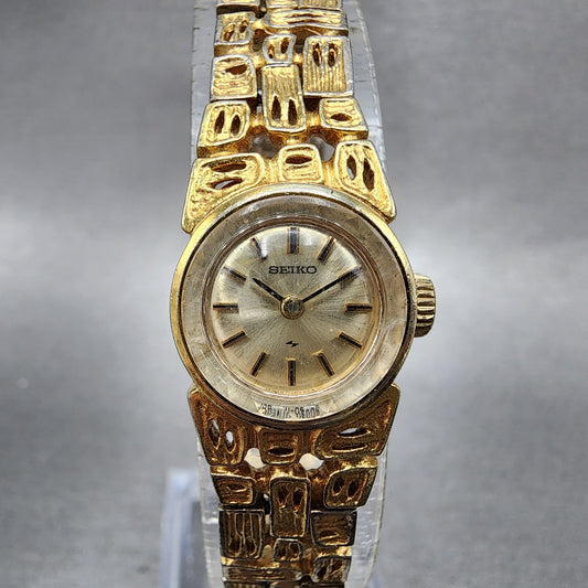 Seiko Watch Women 16mm Silver Dial Gold Tone Manual Round 110549 Runs0