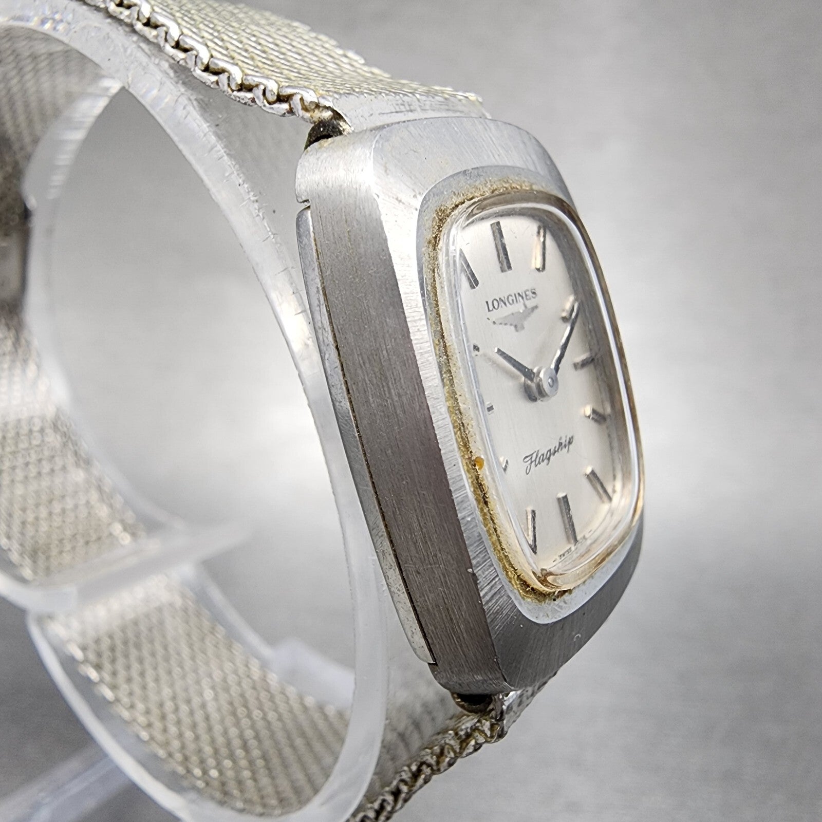 VTG Longines Flagship Watch Women 18mm Silver Dial Steel Rectangle Manual Wind3