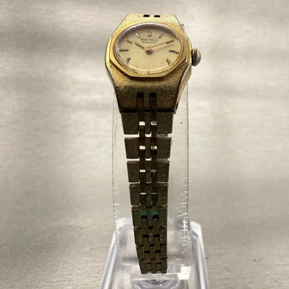 Seiko Watch Women 17mm Gold Dial Gold Tone Oval 5420-0130 New Battery Vintage5