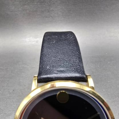 Movado Modern 47 Watch Men 40mm Black Dial Gold Tone Round 0607503 New Battery4