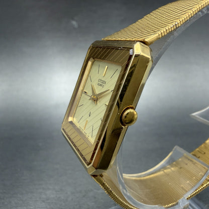 Citizen Tank Watch Unisex 25mm Champagne Dial Gold Tone 4031-490649 New Battery2