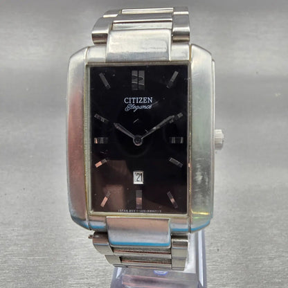 Citizen Elegance Watch Men 28mm Black Dial Silver Tone Date 1015-R32749 New Batt0