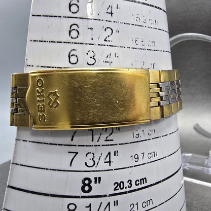 Seiko SQ Watch Men 34mm Gold Dial Gold Tone Daydate Round 7123-8439 PARTS VTG11
