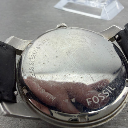 Fossil Grant Watch Men 44mm Black Dial Steel Date Round FS4745 New Battery9