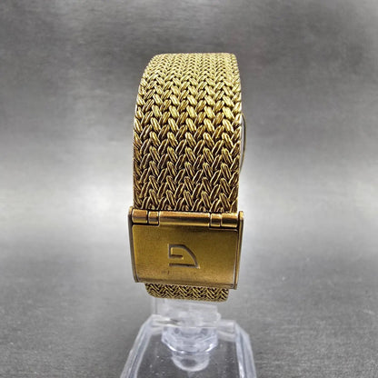 Gruen Tank Watch Men 30mm Gold Dial Gold Tone Rectangle New Battery VTG7