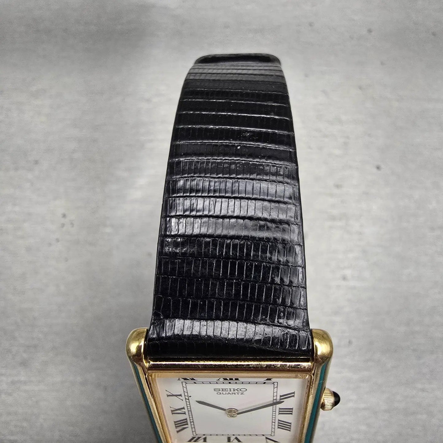 Seiko Tank Watch Men 26mm White Dial Gold Tone Rectangle 5P30-5A89 New Battery4