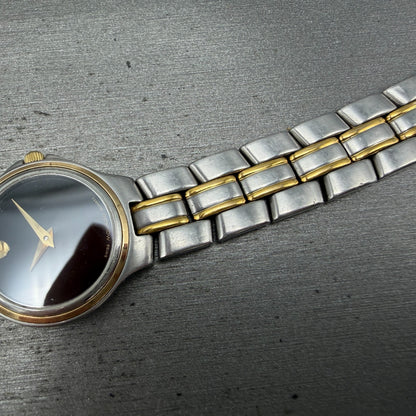 Movado Museum Watch Women 24mm Black Dial Two Tone Round READ!!!! 81-E3-828 Runs9
