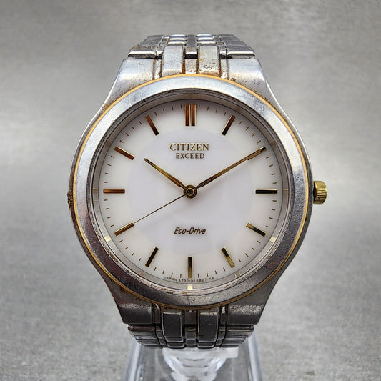 Citizen Exceed EcoDrive Watch Men 35mm White Dial Two Tone A730H09467 PARTS0