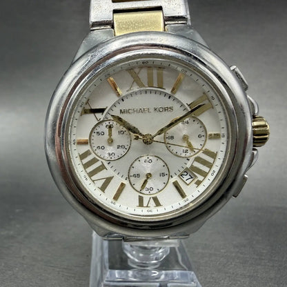 Michael Kors Camile Chrono Watch Women 43mm White Dial Two Tone Date MK-5653 ABC0