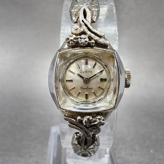 Zodiac Custom Watch Women 16mm White Dial 10K Gold Plated Manual Wind Runs0