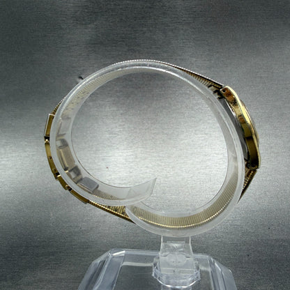 Seiko Watch Women 20mm Gold Dial Gold Tone Round 1400-0039 New Battery Vintage H8