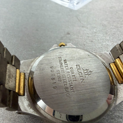 Elgin Watch Women 30mm Silver Dial Two Tone Round FK262 New Battery Vintage9