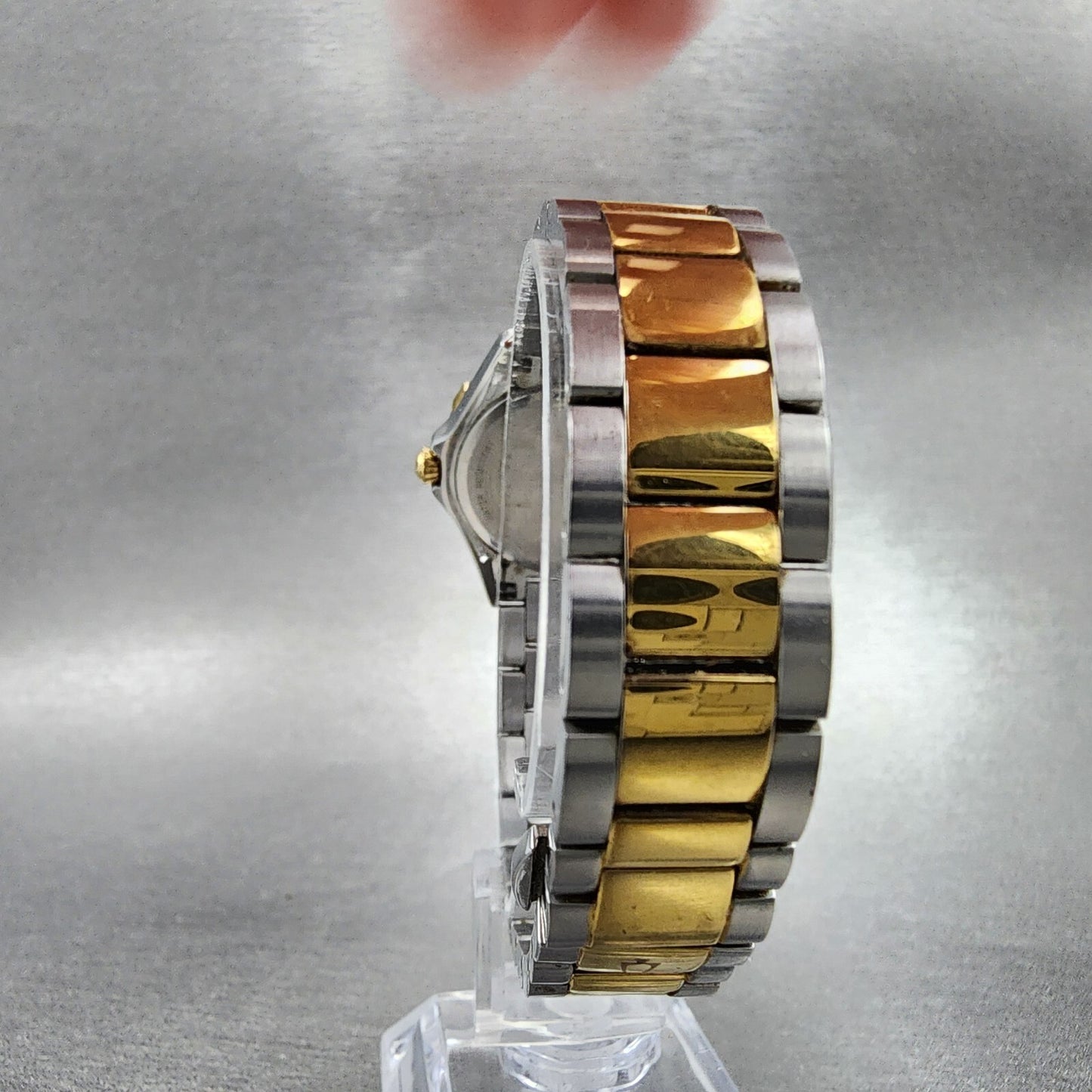 Bulova Crystal Watch Women 28mm MOP Dial Two Tone Round 98R236 New Battery7