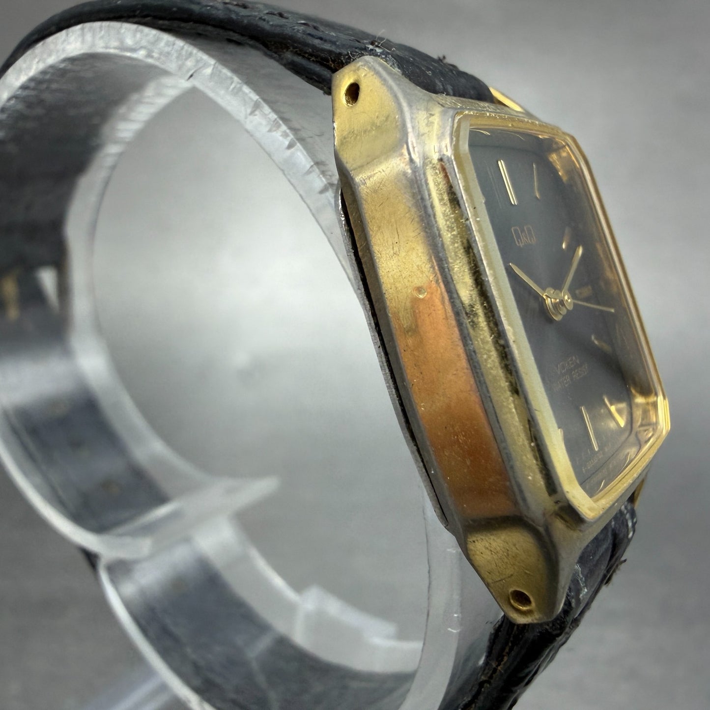 Citizen Q&Q tank Watch Women 21mm Gray Dial Gold Tone Rectangle New Battery3