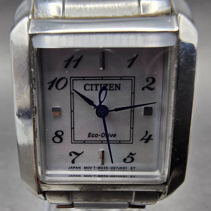 Citizen Bianca Eco-Drive Tank Watch Women 22mm MOP Dial Steel Rectangle Runs1