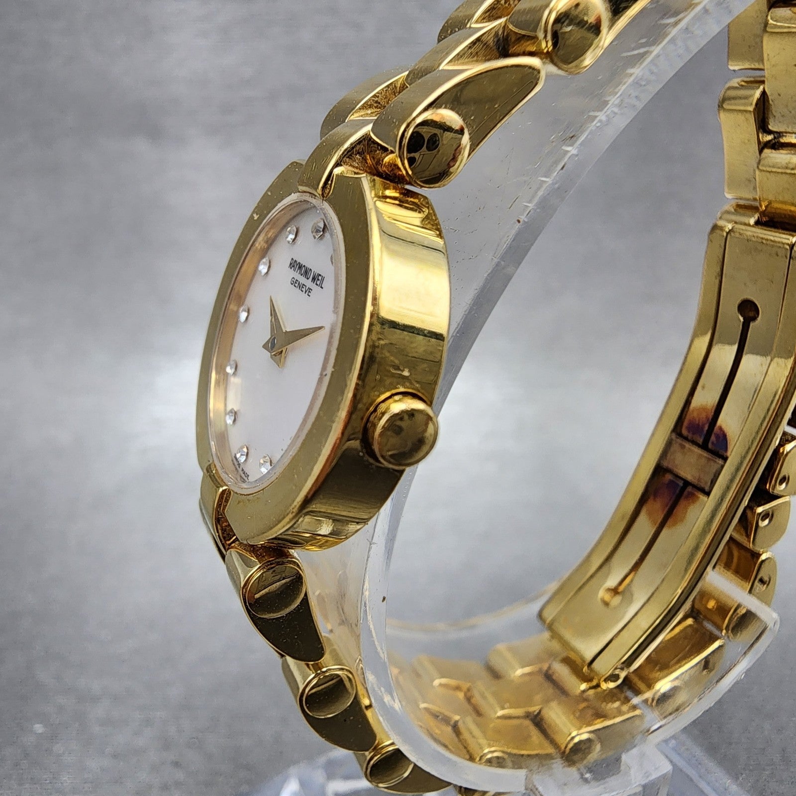 Raymond Weil Watch Women 21mm White Dial Gold Plated 5817 New Battery W/Box2