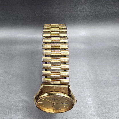 Seiko Watch Men 34mm Champagne Dial Gold Tone Daydate Round 5Y23-8039 New Batt894
