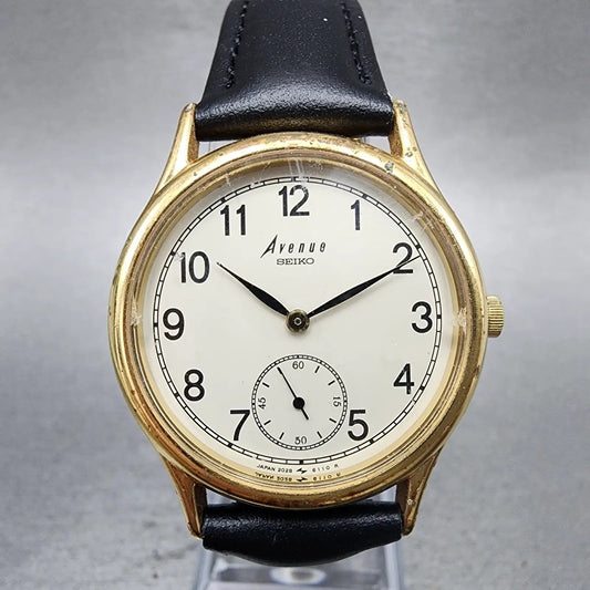 Seiko Avenue Watch Men 31mm White Dial Gold Tone Round 2g28-6090 New Battery0