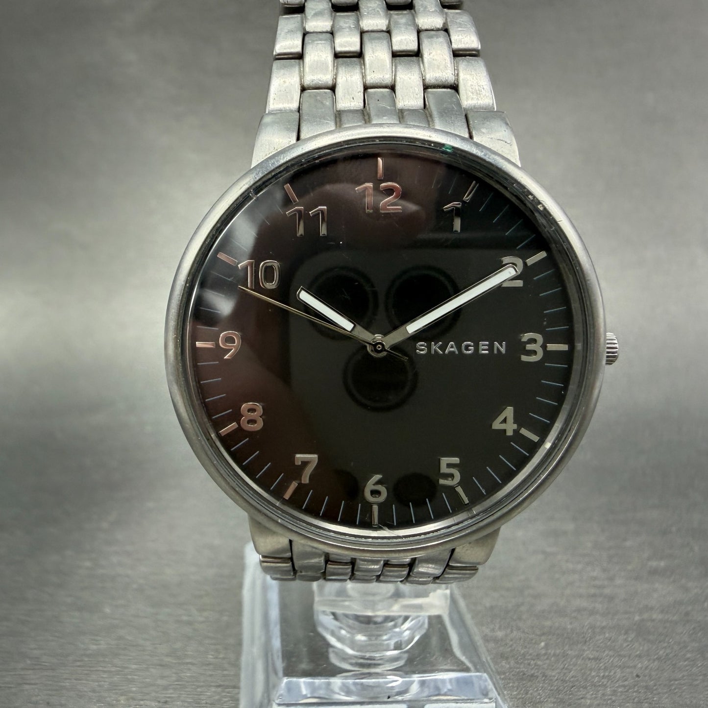 Skagen Ancher Watch Men 40mm Gray Dial Silver Tone Round SKW6247 New Battery0