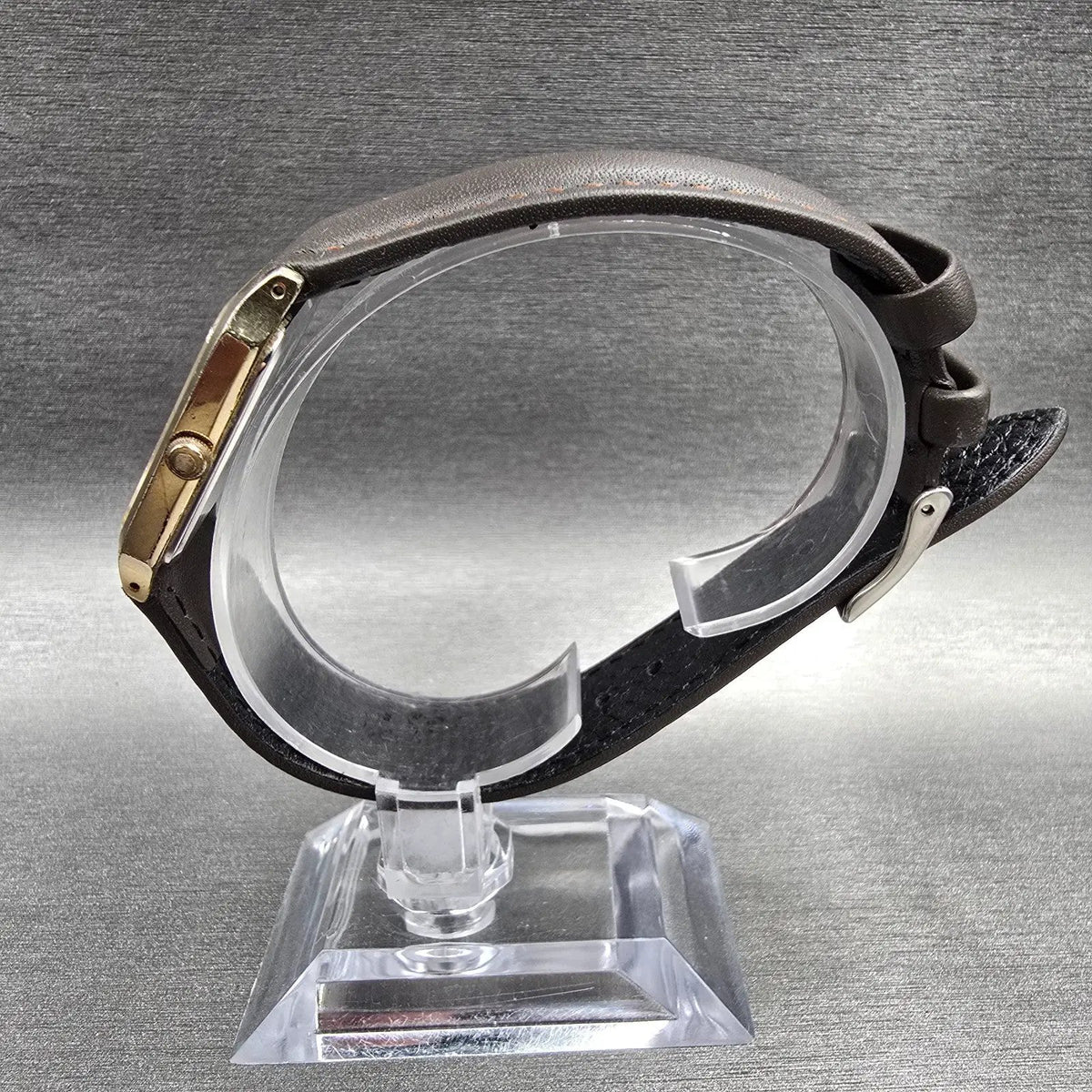 Seiko Tank Watch Men 26mm Silver Dial Gold Tone Rectangle 6530-5500 New Battery6