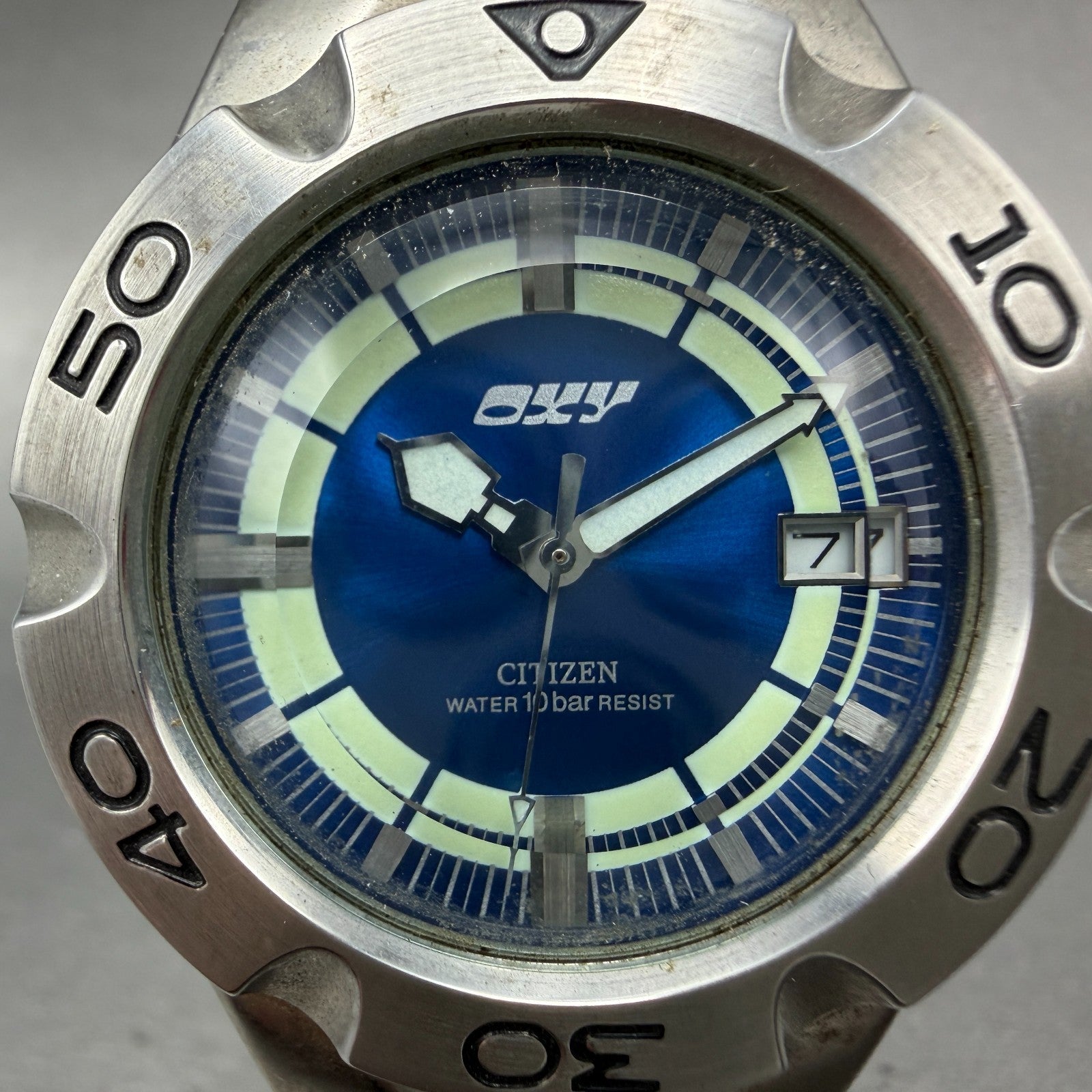 Citizen OXY Dive Watch Men 39mm Blue Dial Silver Tone 5518-L16649 New Battery1