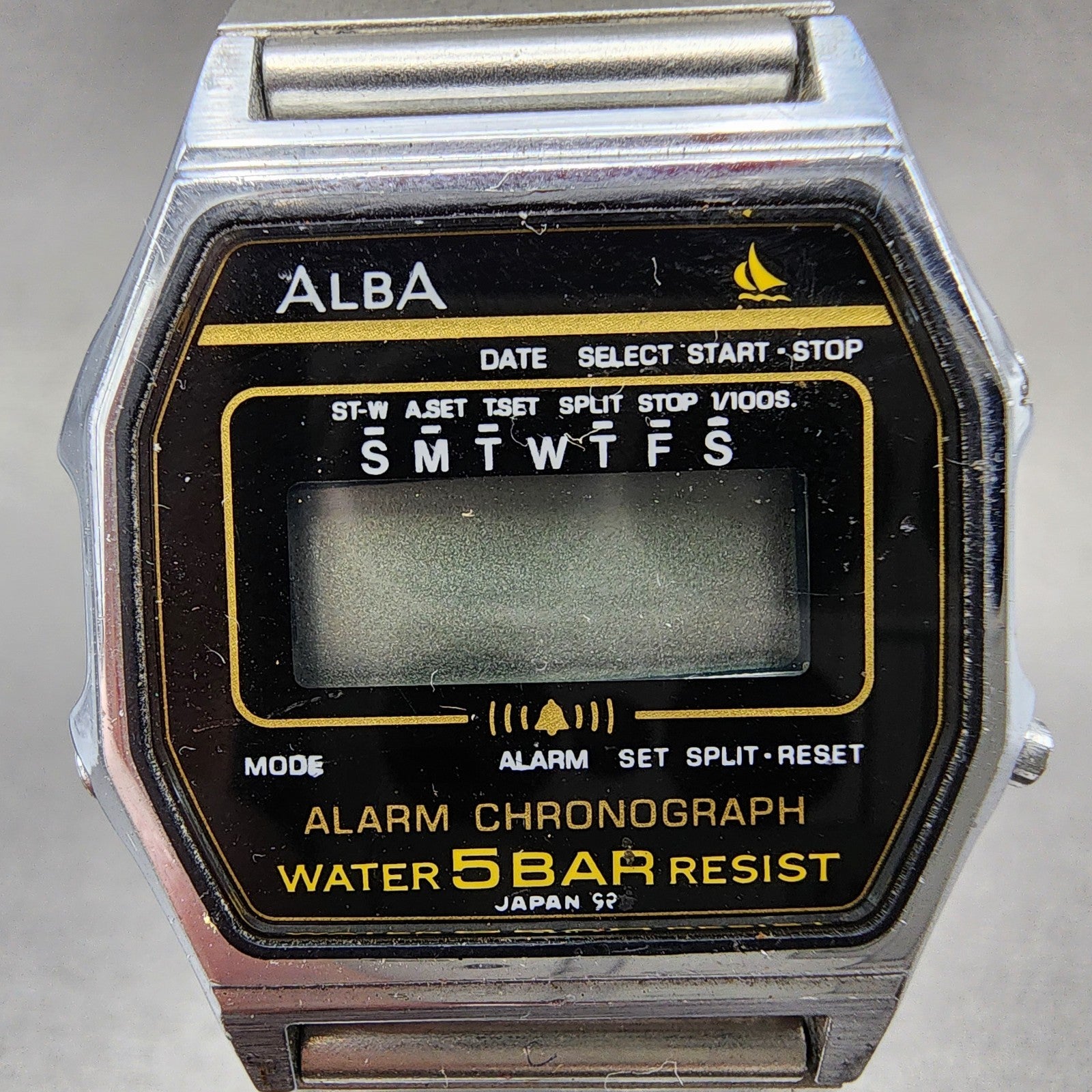 Seiko ALBA Digital Watch Men 31mm LCD Alarm Chrono Silver Tone Y7994750 PARTS2