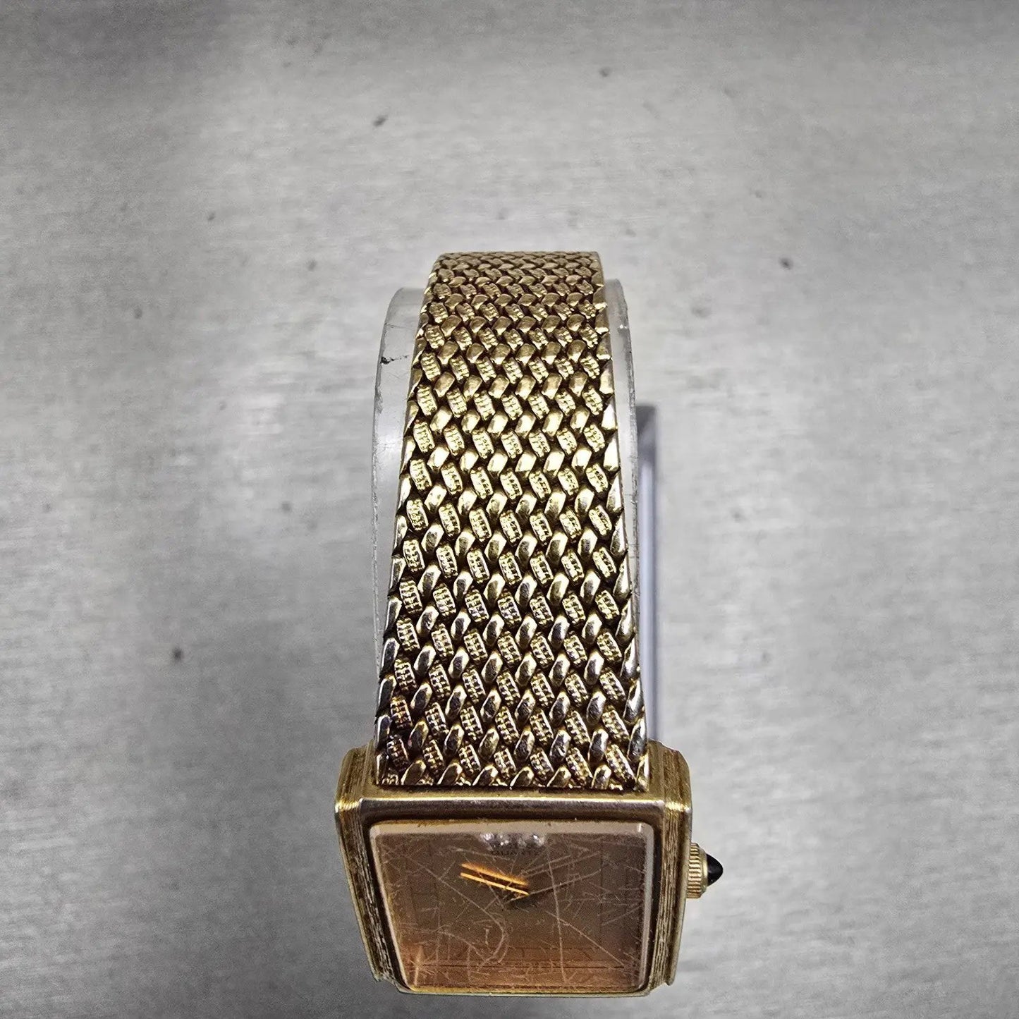 Seiko Watch Womem 19mm Gold Dial Gold Tone Rectangle 2C20-5610 New Battery VTG4