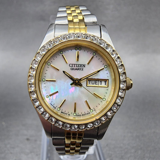 Citizen Watch Women 25mm MOP Dial Two Tone Daydate 1002S04464 New Battery0