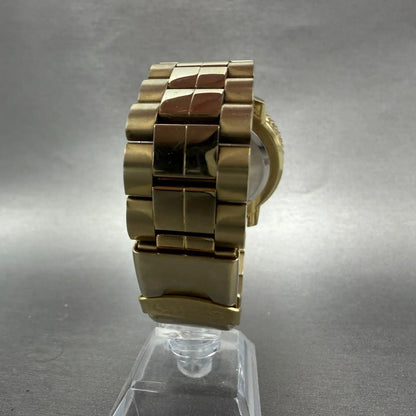 Seiko Flightmaster Chronograph Watch Men 42mm Black Dial Gold Tone Date New Batt7