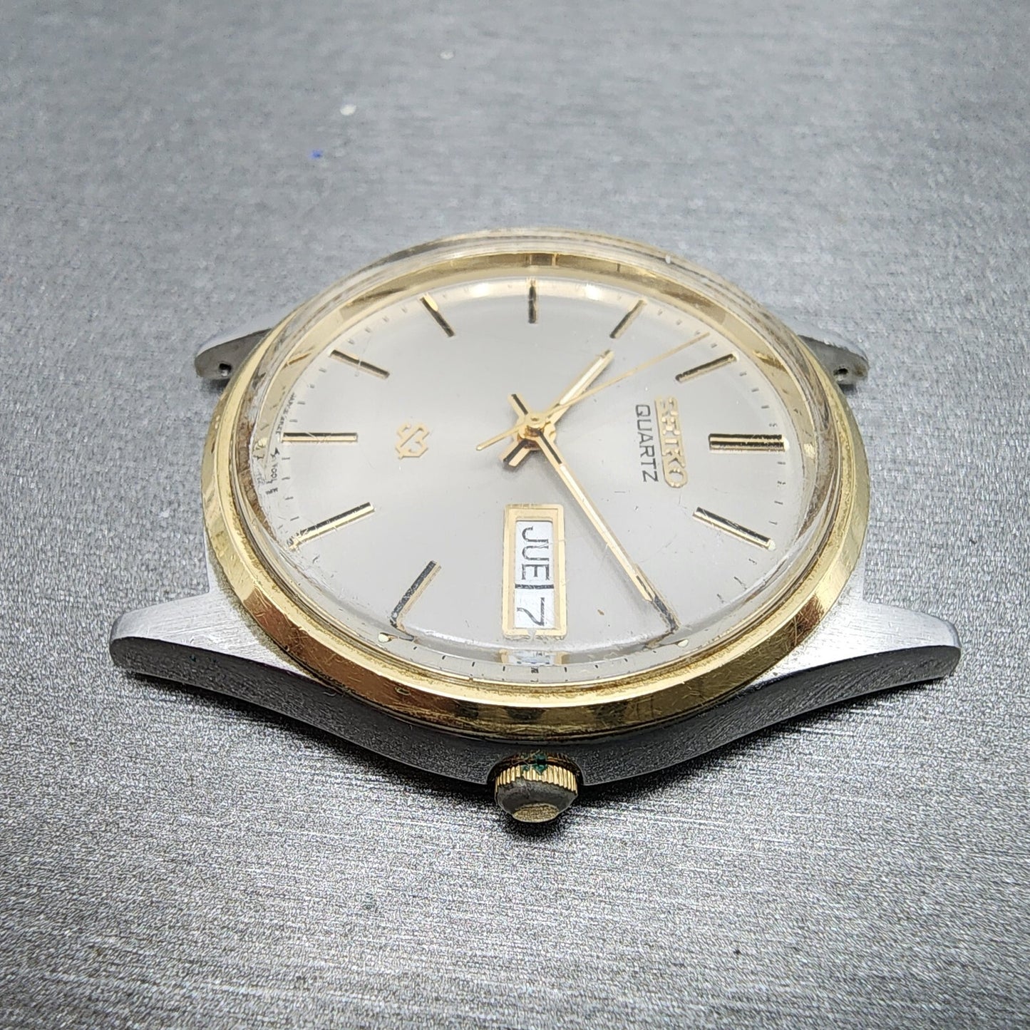 Seiko SQ Watch Men 35mm Gray Dial Two Tone Daydate READ!!! 81227039 New Battery5