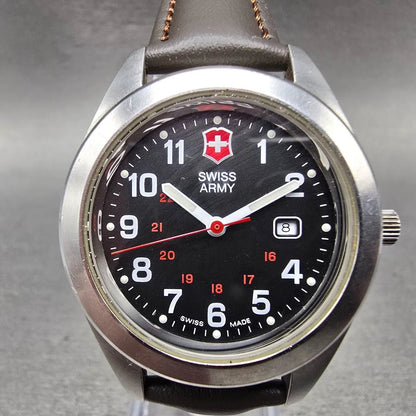 Victorinox Swiss Army Garrison Watch Women 34mm Black Dial Steel Date New Batt D0