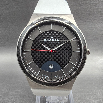 Skagen Watch Men 42mm Gray Dial Titanium Date Round 234XXLTW New Battery0