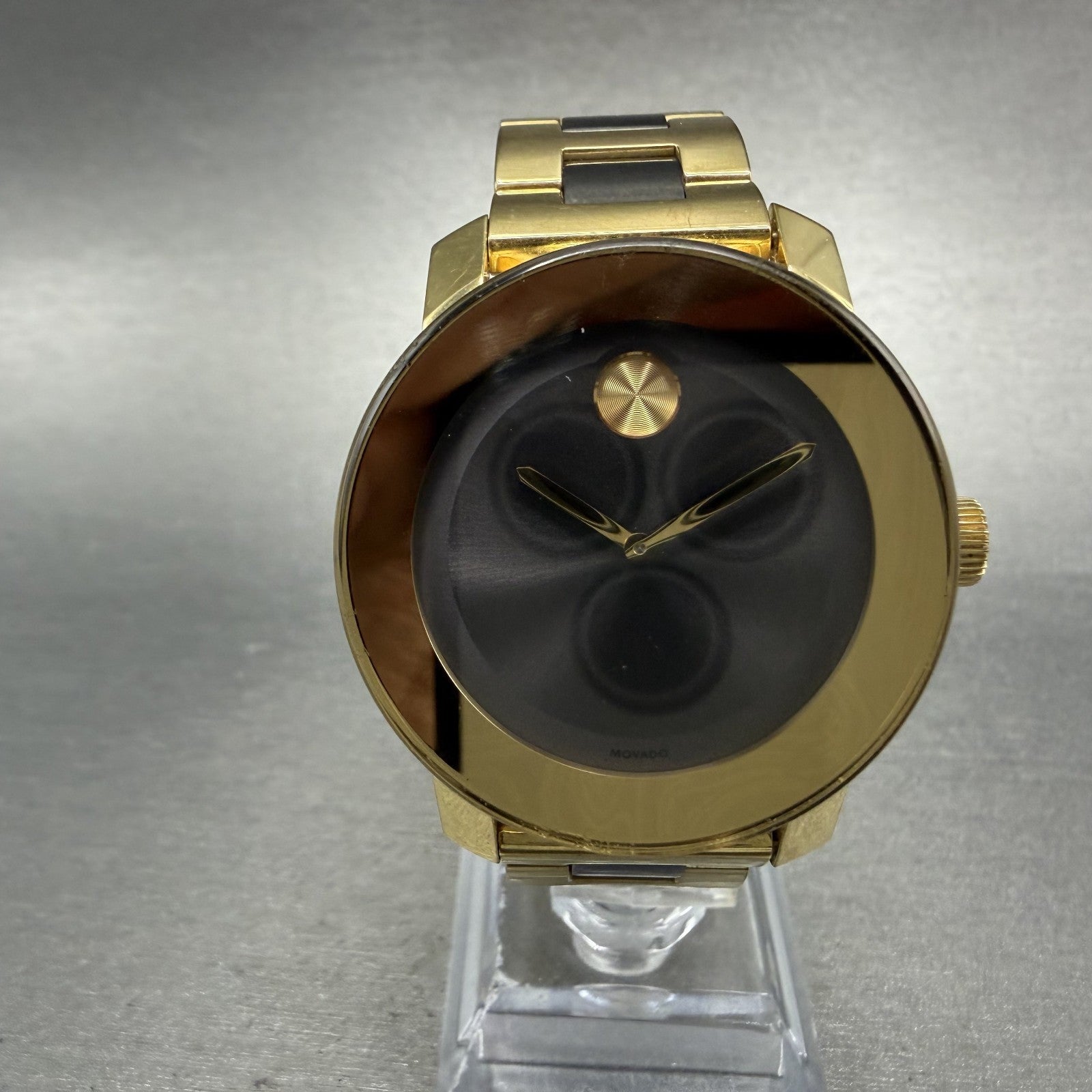 Movado Bold Watch Women 36mm Black Dial Two Tone Round 3600338 New Battery0