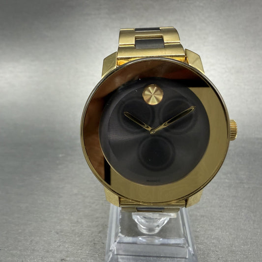 Movado Bold Watch Women 36mm Black Dial Two Tone Round 3600338 New Battery0