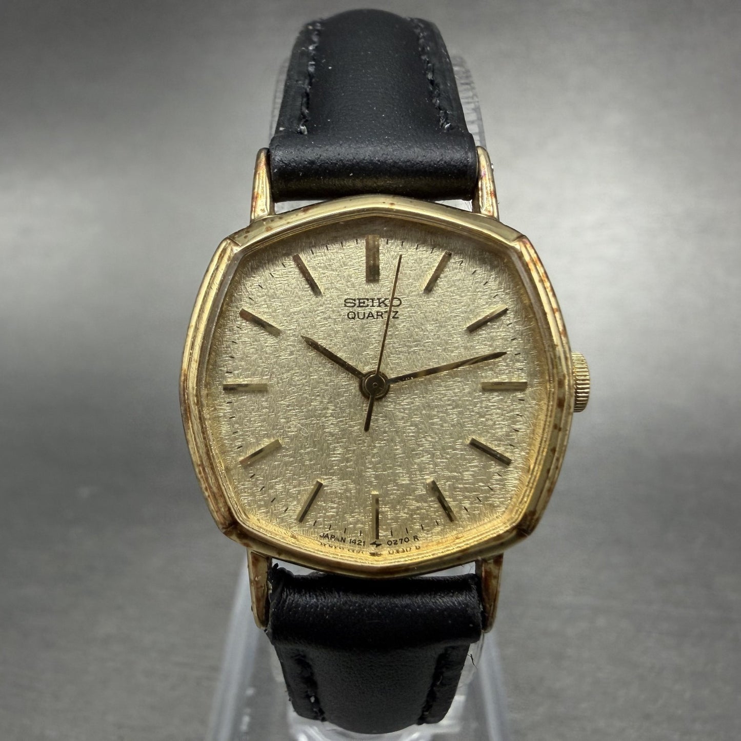 Seiko Watch Women 22mm Champagne Dial Gold Tone Octagon 1421-5140 New Battery0