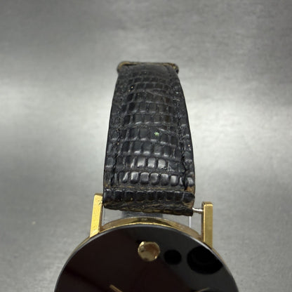 Movado Museum Watch Men 31mm Black Dial Gold Tone Round 8740882 New Battery4