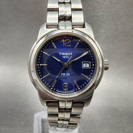 Tissot PR50 Watch Women 28mm Blue Dial Stainless Steel Date Round New Battery0