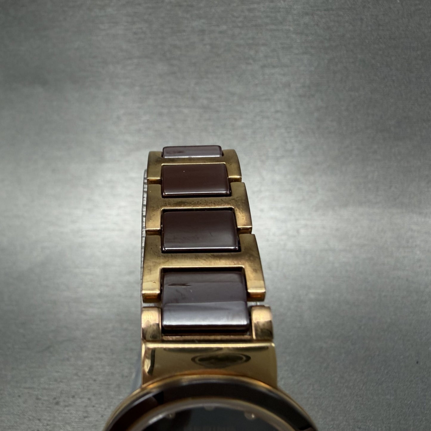 Bering Ceramic Watch Women 25mm Brown MOP Dial Rose Gold Tone Round New Battery4